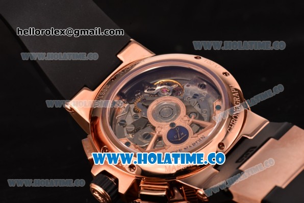 Ulysse Nardin Maxi Marine Chrono Swiss Valjoux 7750-SHG Automatic Rose Gold Case with Black Dial and Arabic Numeral Markers (EF) - Click Image to Close